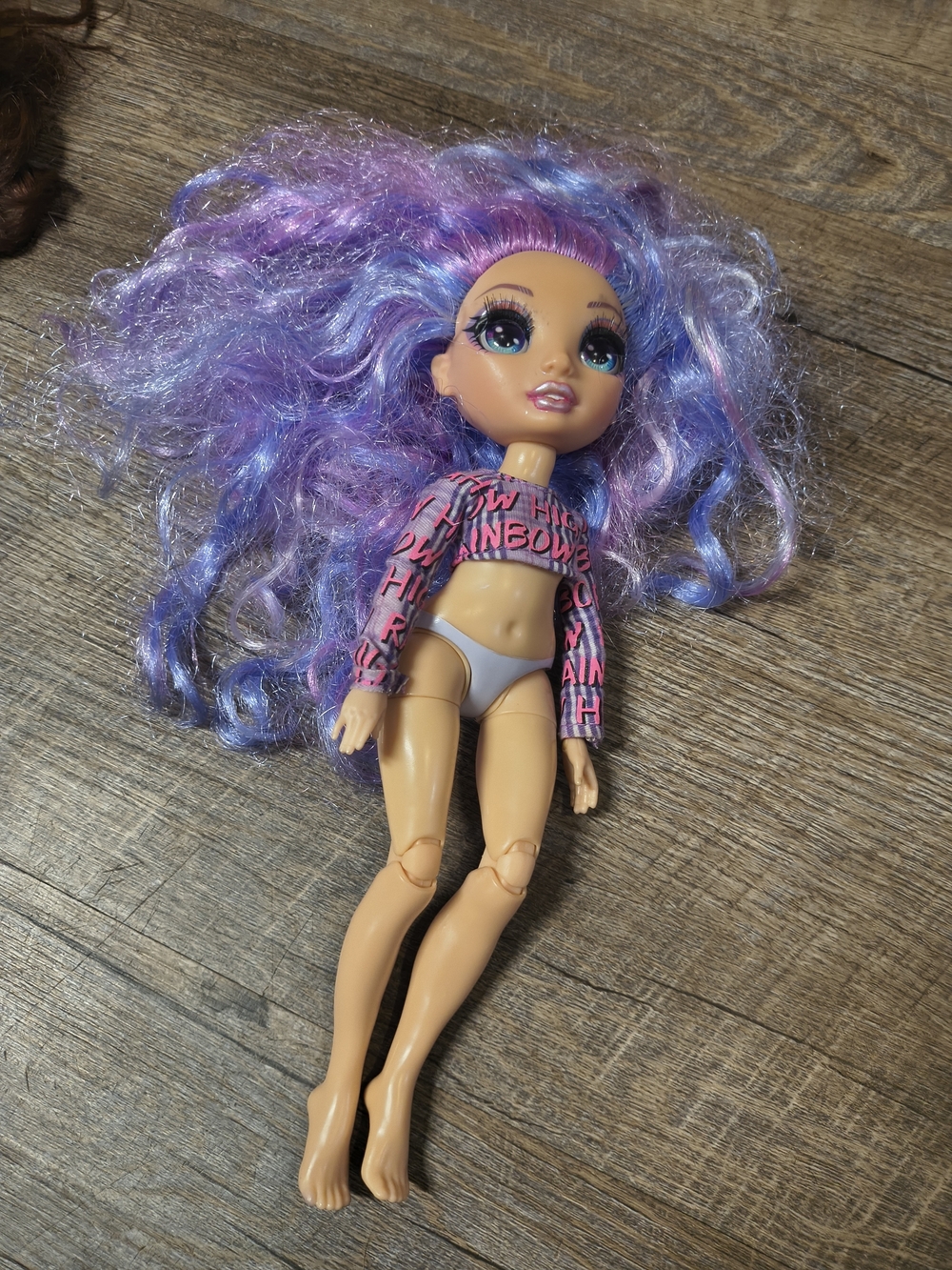 Purple Multicolor Hair Fashion Doll with Trendy Outfit